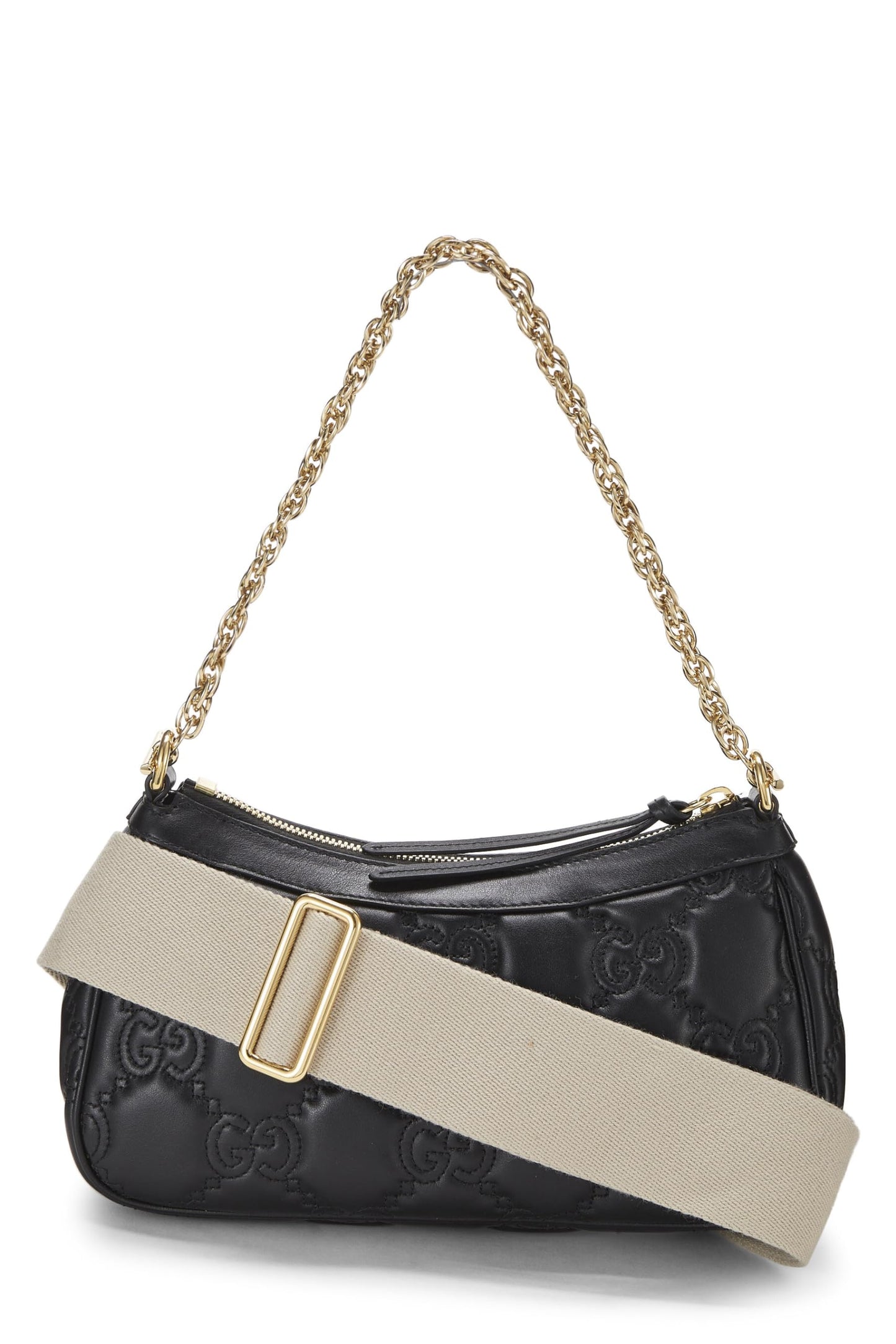 Gucci,  Black Leather 'GG' Marmont Matelassé Shoulder Bag, Black