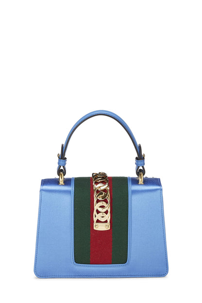 Gucci,  Blue Satin Sylvie Handbag Mini, Blue