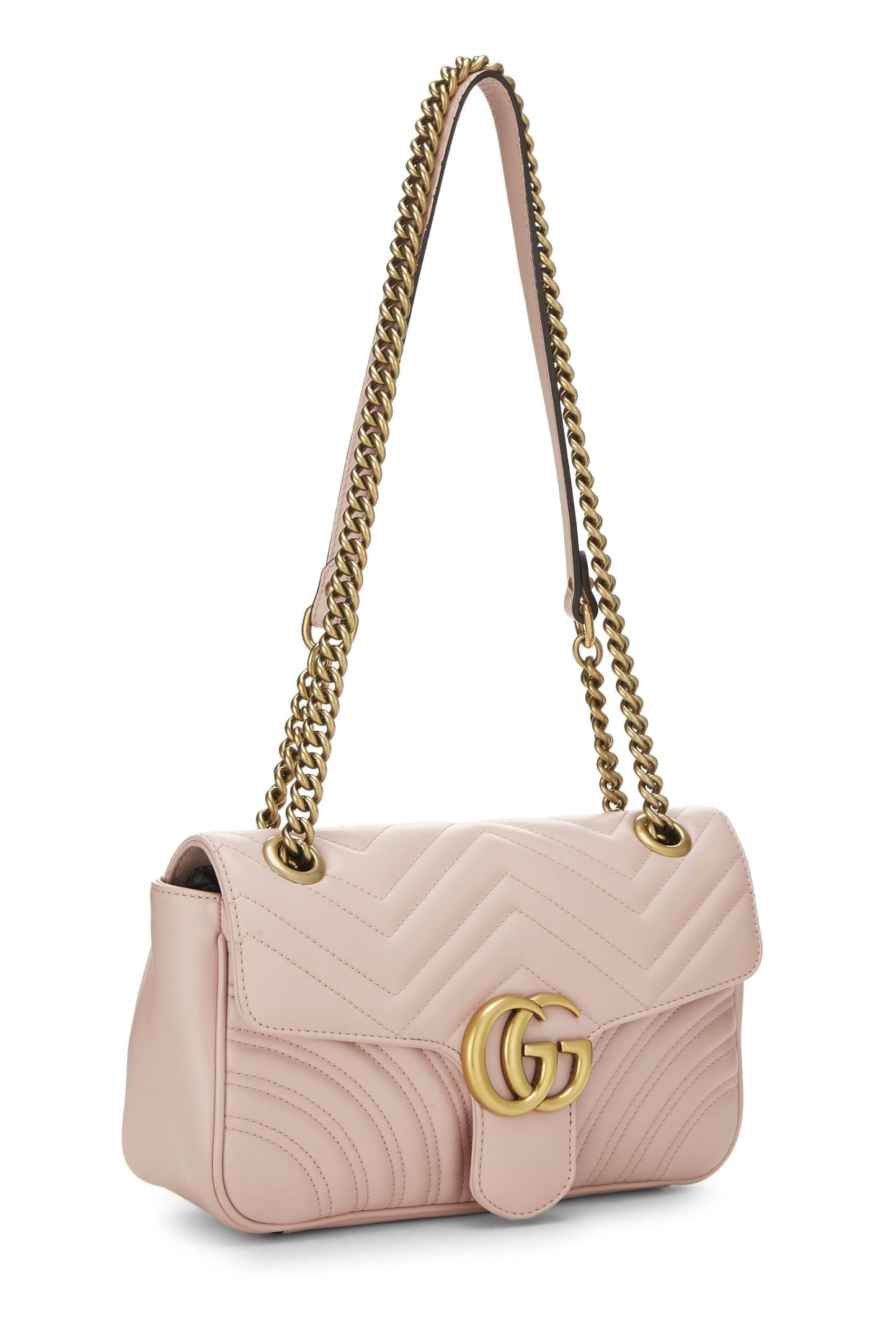 Gucci,  Pink Leather GG Marmont Shoulder Bag Small, Pink