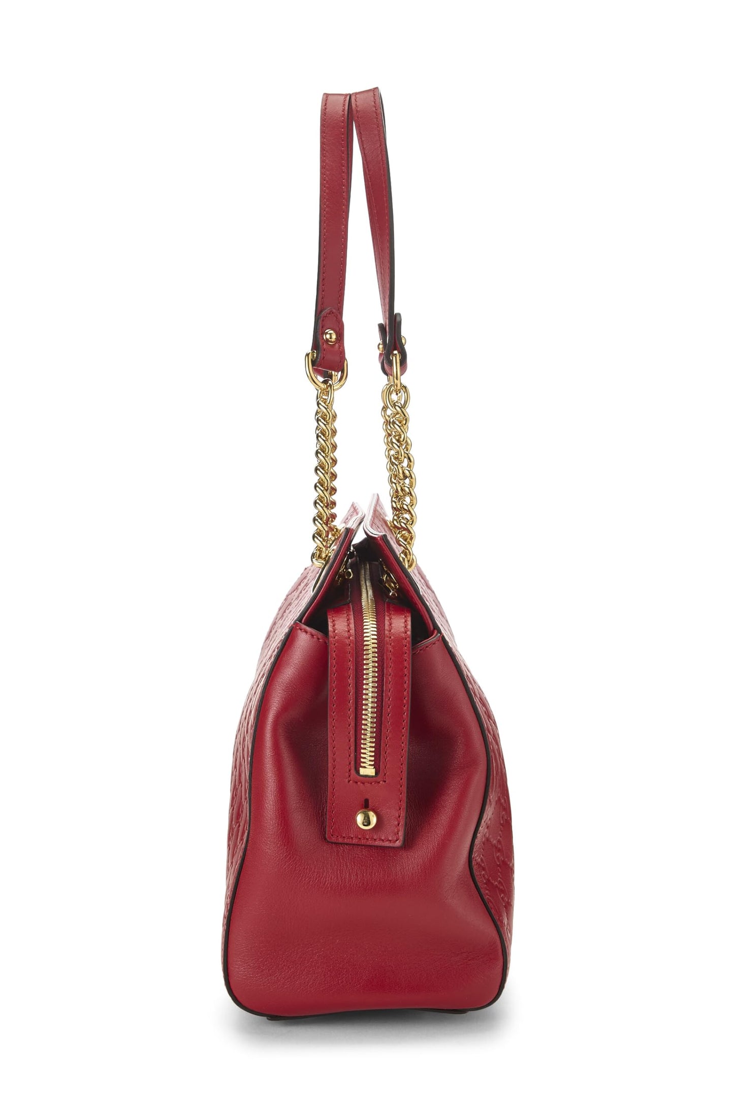 Gucci,  Red Leather Guccissima Soft Chain Tote Medium, Red