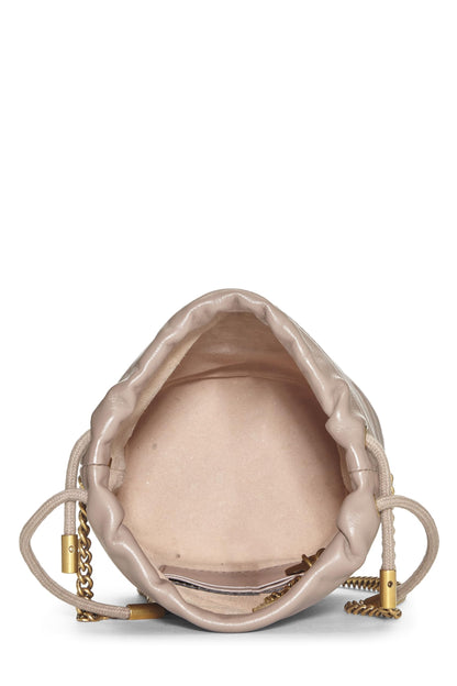 Gucci,  Beige Leather GG Marmont Chain Bucket Bag Small, Beige