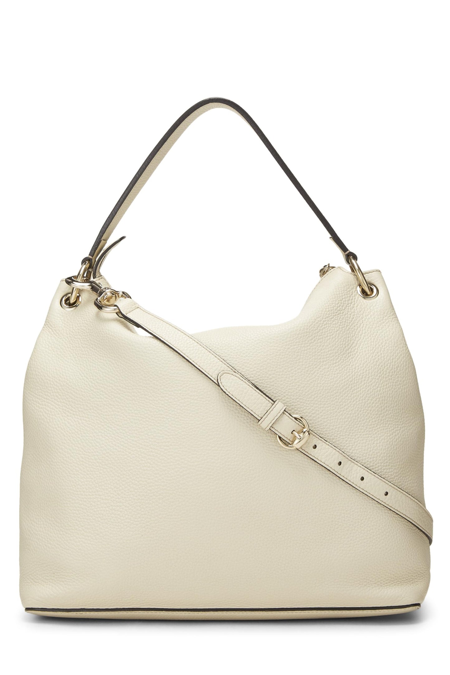 Gucci,  White Leather Soho Convertible Hobo, White