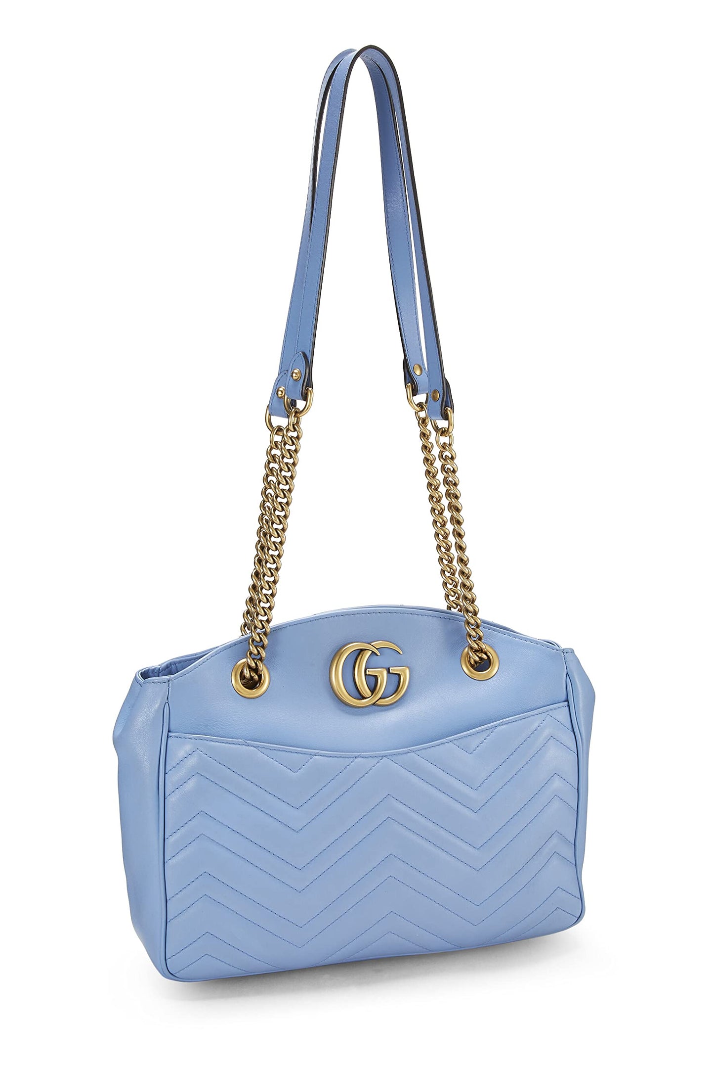 Gucci,  Blue Leather GG Marmont Tote, Blue