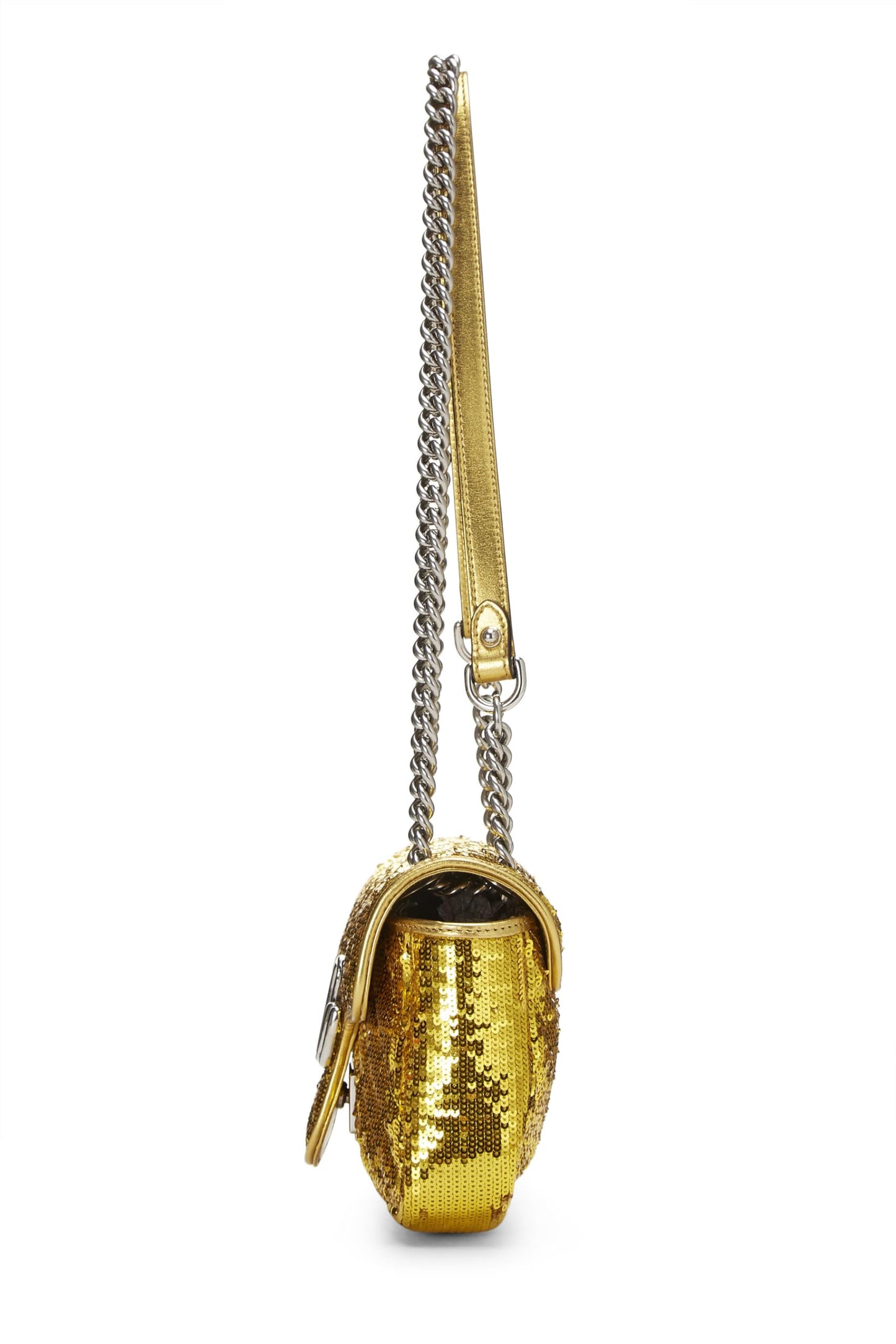 Gucci,  Gold Sequin GG Marmont Shoulder Bag, Yellow