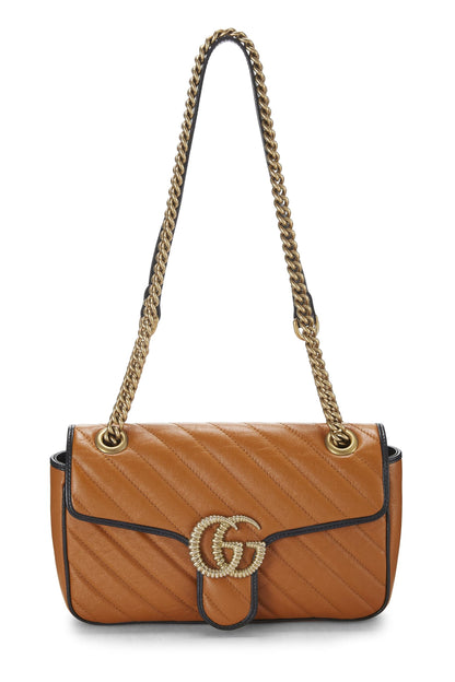 Gucci,  Orange Leather Torchon GG Marmont Shoulder Bag Small, Orange