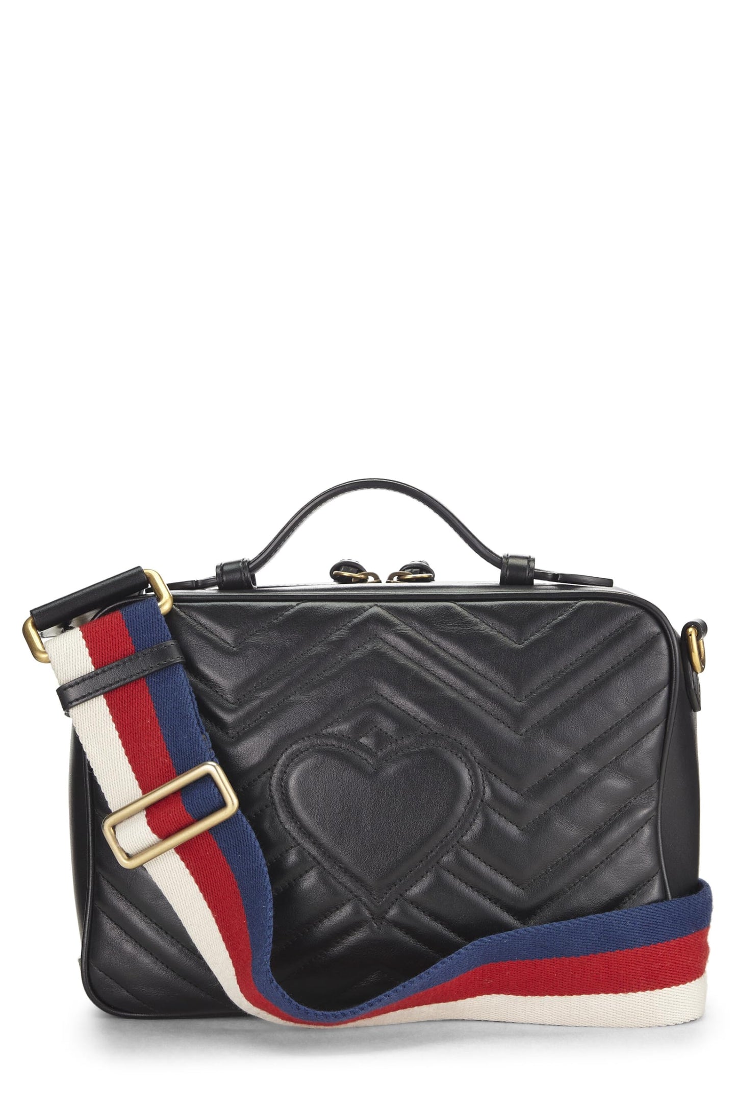 Gucci,  Black Leather GG Marmont Shoulder Bag Small, Black