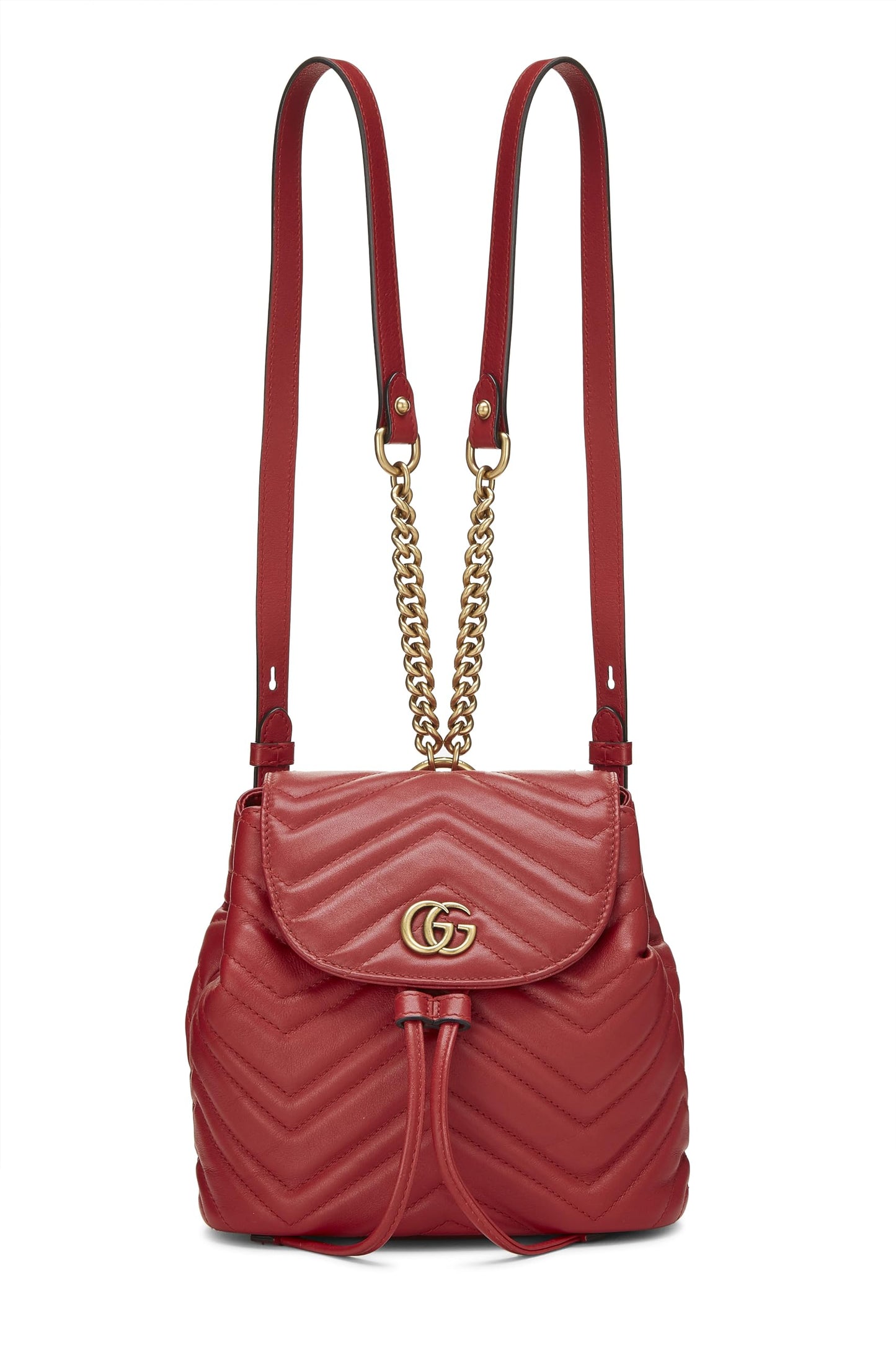 Gucci,  Red Leather GG Marmont Backpack Small, Red