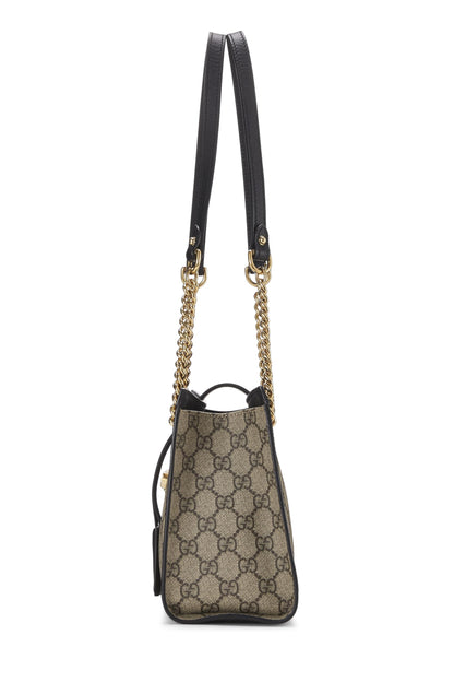 Gucci,  Black Original GG Supreme Canvas Padlock Tote Small, Black