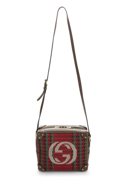 Gucci,  Multicolor Wool & Leather Houndstooth 'GG' Crossbody, Brown