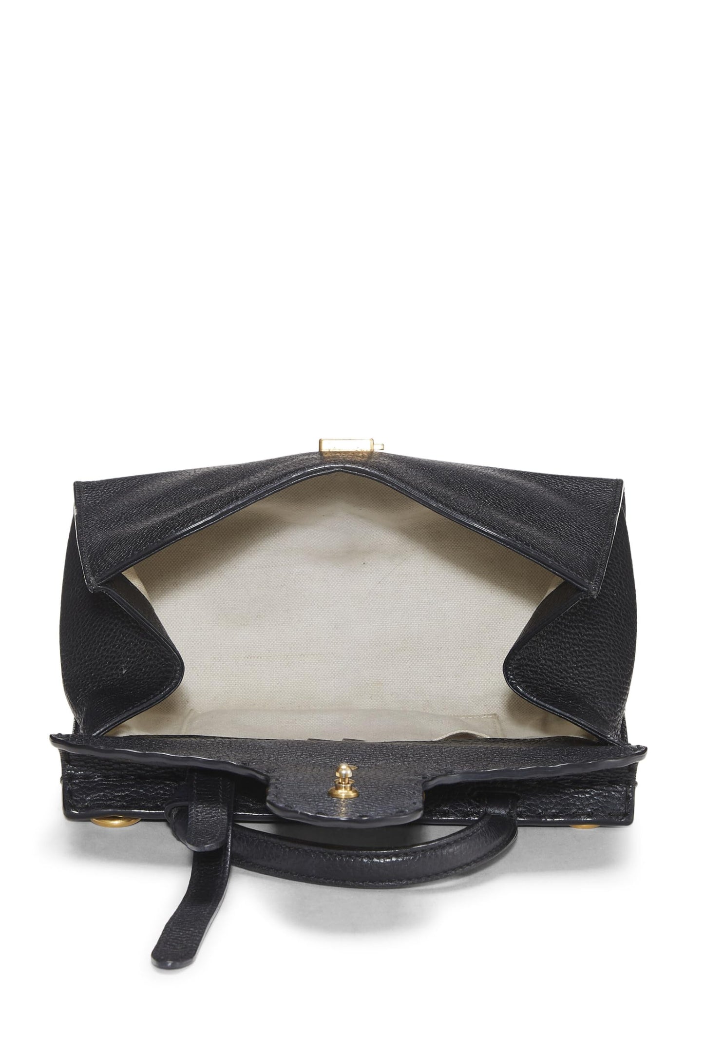 Gucci,  Black Leather GG Marmont Top Handle Bag Mini, Black