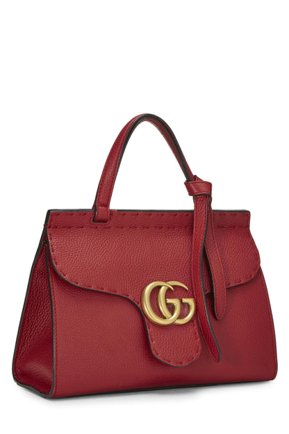 Gucci,  Red Leather GG Marmont Top Handle Bag Mini, Red