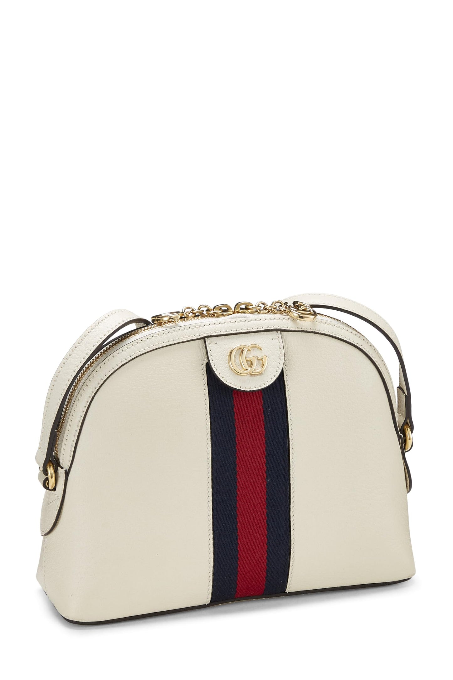 Gucci,  White Leather Ophidia Dome Shoulder Bag, White