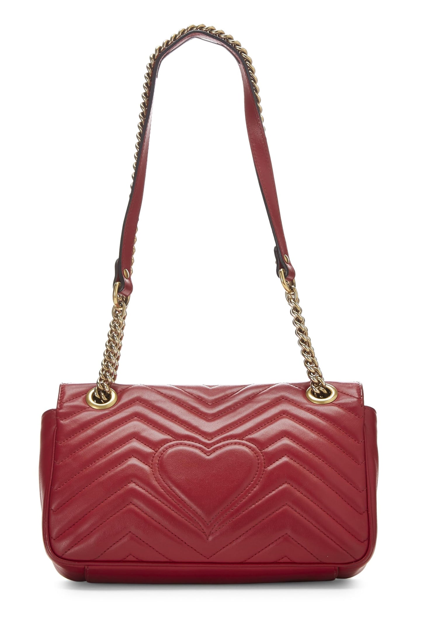 Gucci,  Red Matelassé Leather Marmont Shoulder Bag Small, Red