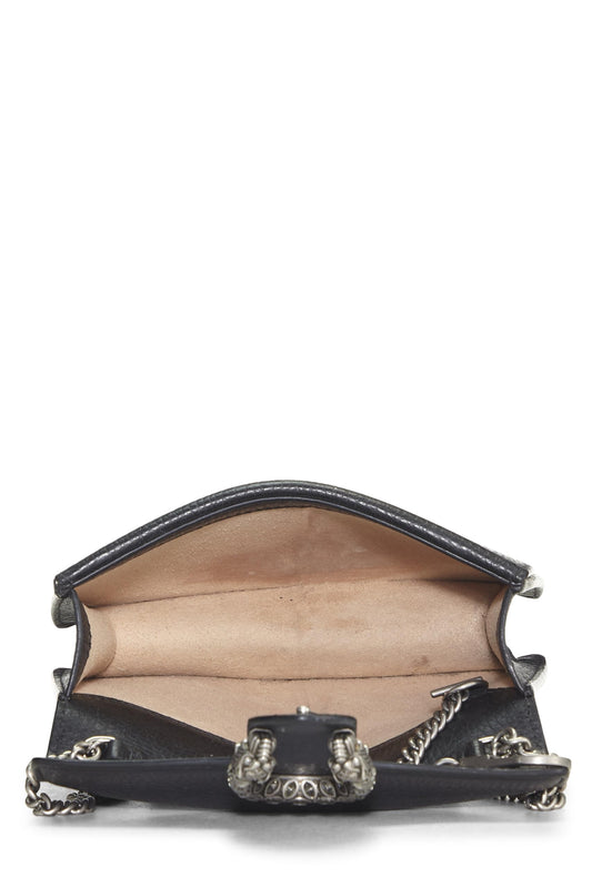 Gucci,  Black Leather Dionysus Shoulder Bag Super Mini, Black