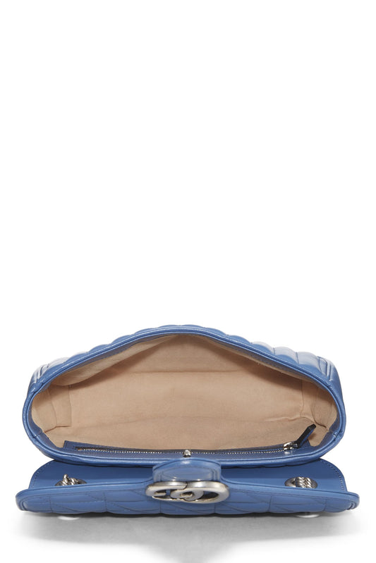 Gucci,  Blue Leather Marmont Matelassé Shoulder Bag, Blue