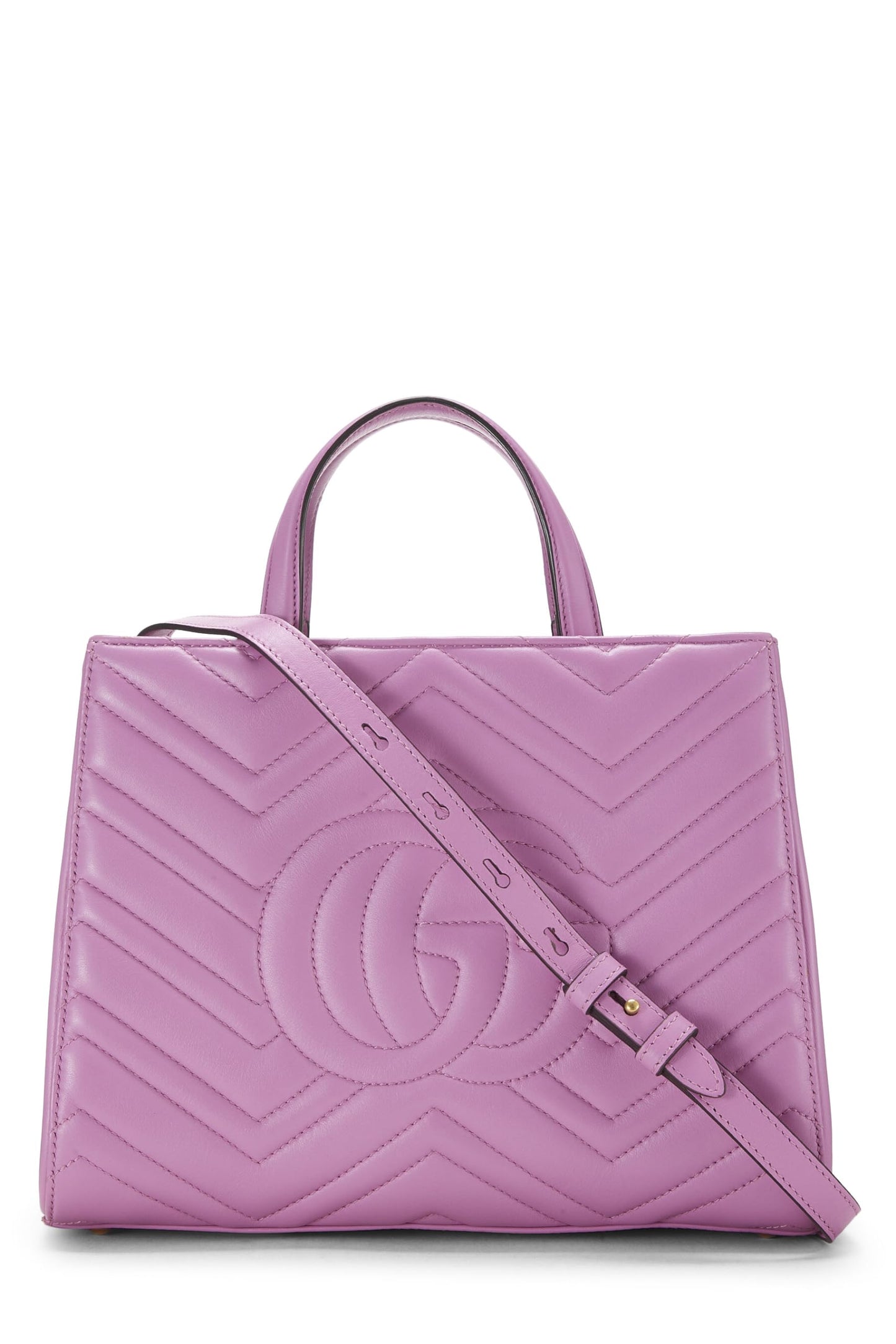 Gucci,  Pink Leather GG Marmont Top Handle Bag Small, Pink