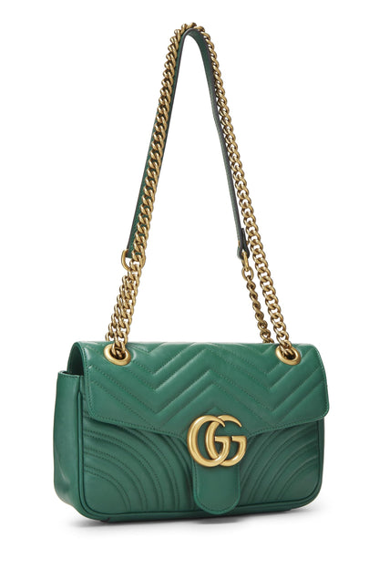 Gucci,  Green Leather GG Marmont Shoulder Bag Small, Green