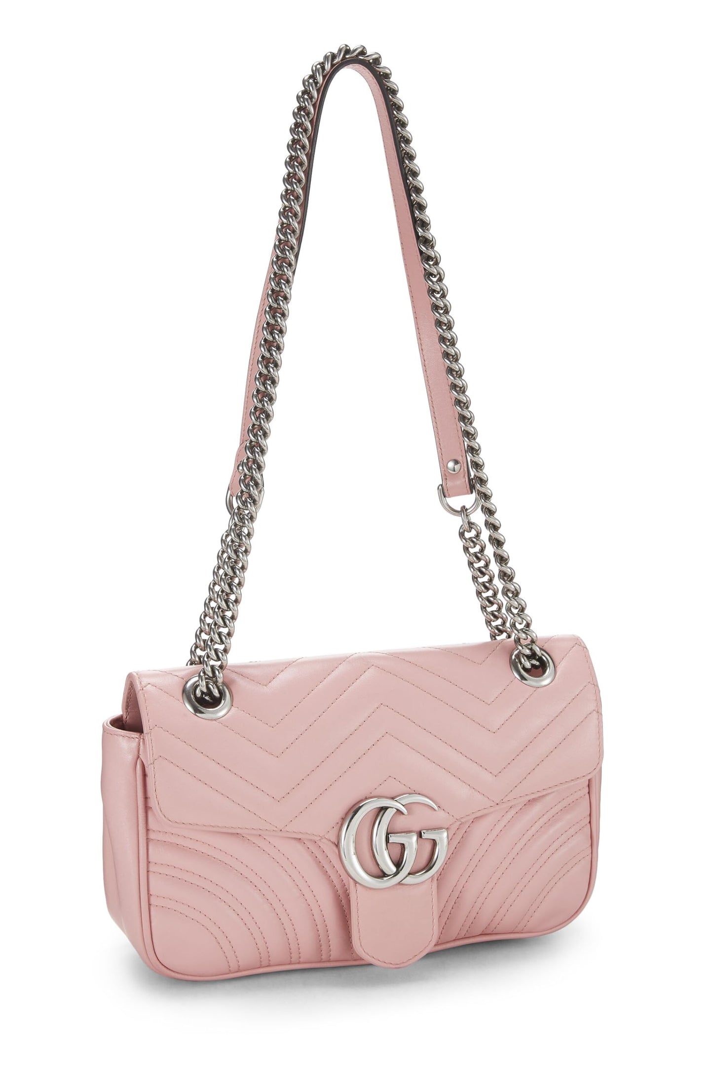 Gucci,  Pink Matelassé Leather Marmont Shoulder Bag, Pink