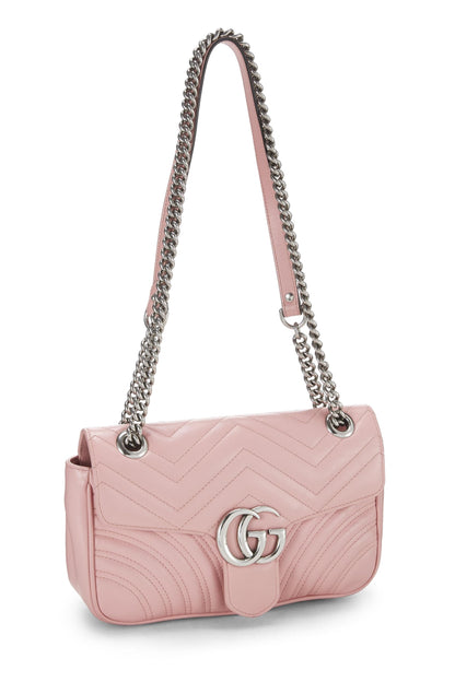 Gucci,  Pink Matelassé Leather Marmont Shoulder Bag, Pink