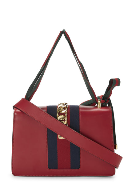 Gucci,  Red Leather Sylvie Shoulder Bag, Red