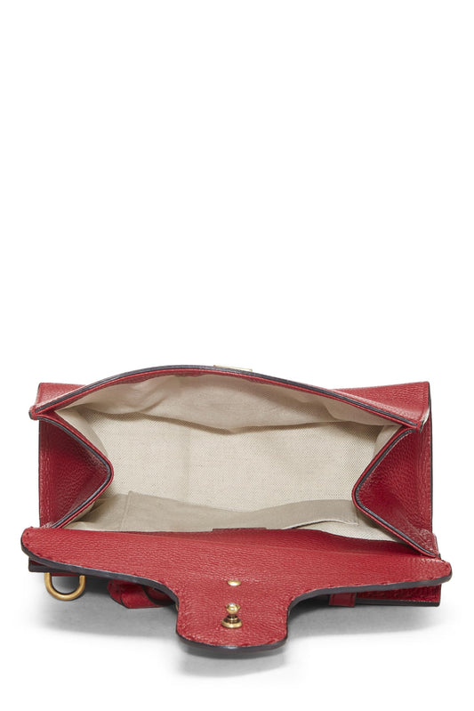 Gucci,  Red Leather GG Marmont Top Handle Flap Bag Mini, Red