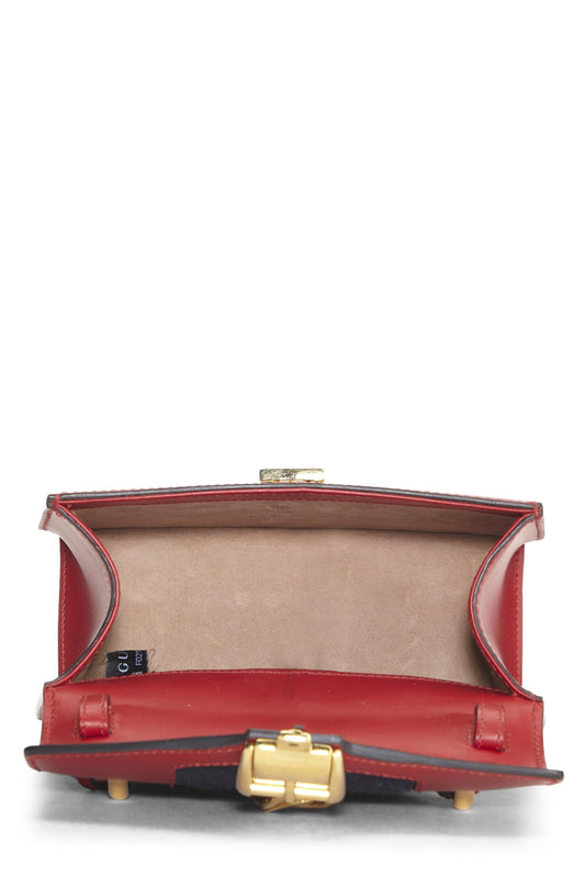 Gucci,  Red Leather Web Sylvie Mini, Red