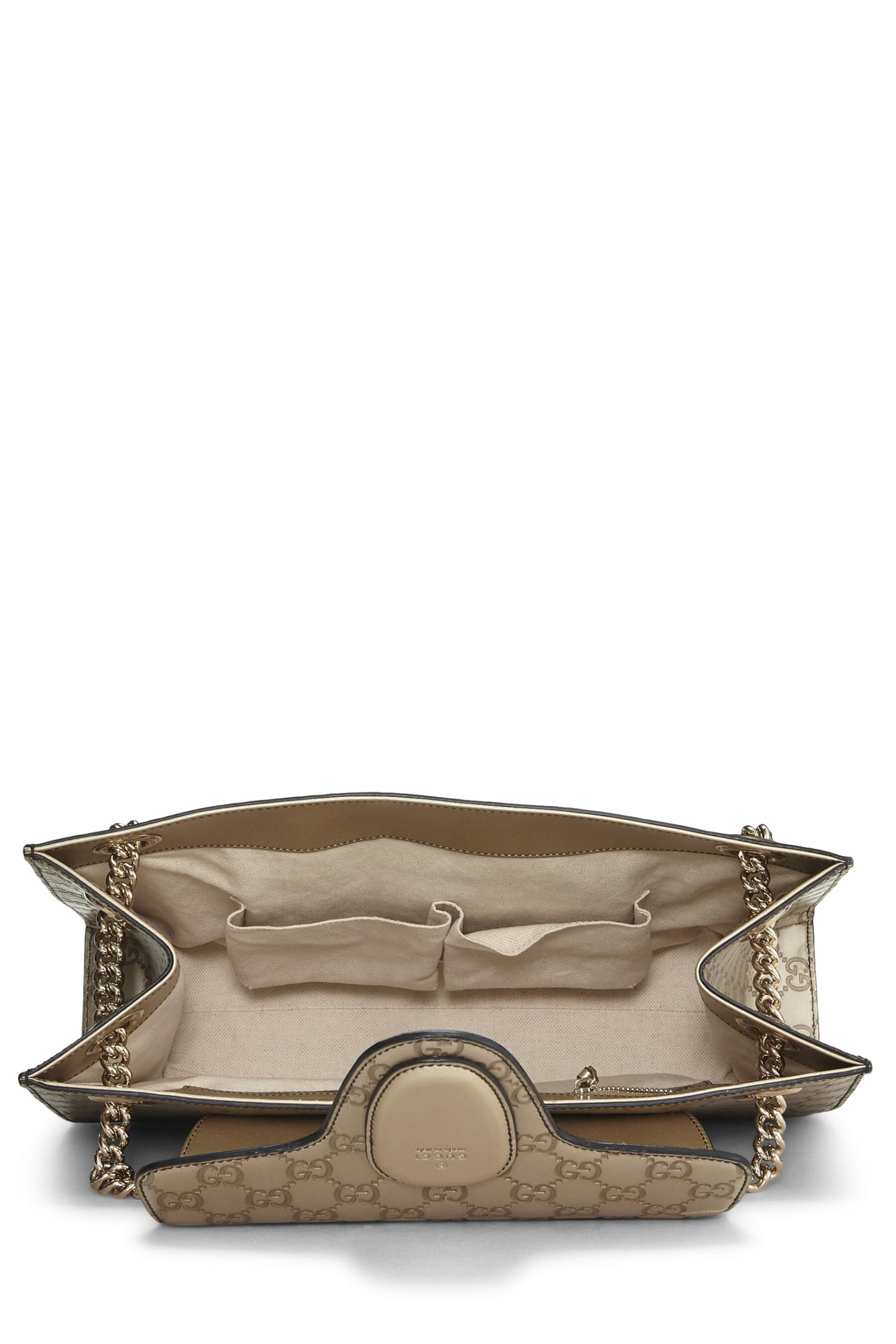 Gucci,  Gold Guccissima Leather Emily Chain Shoulder Bag, Gold