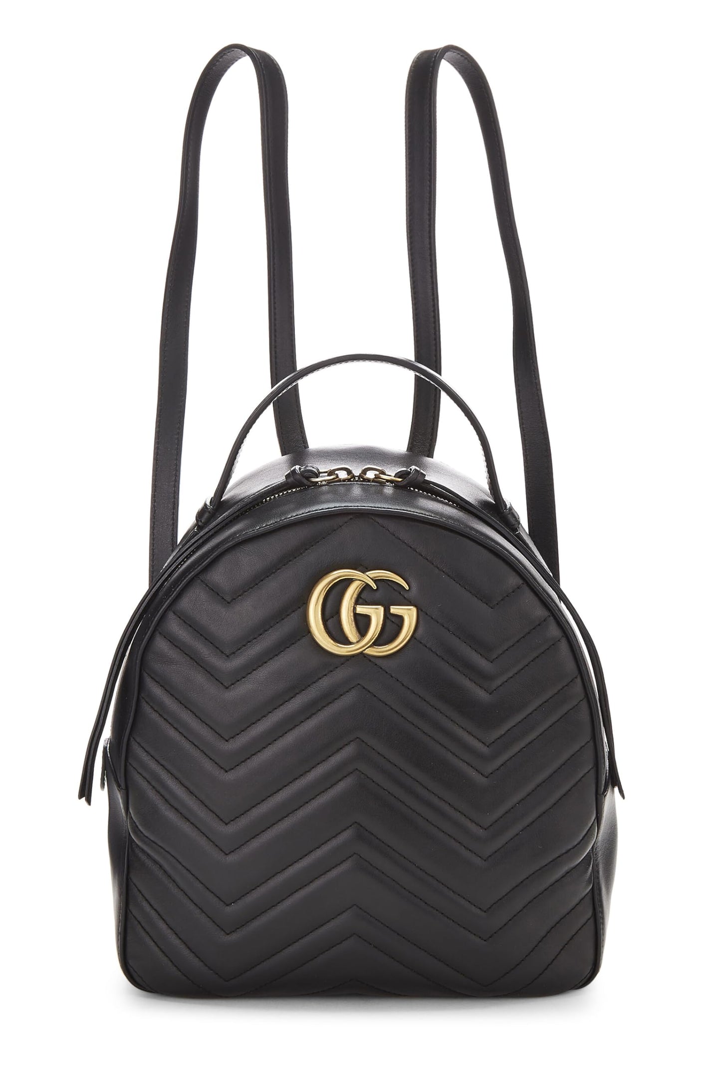 Gucci,  Black Leather GG Marmont Backpack, Black