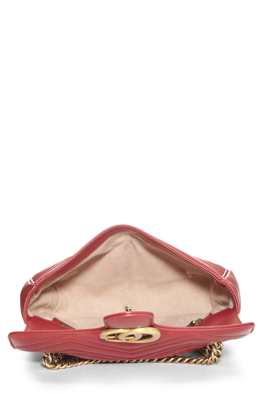 Gucci,  Red Leather GG Marmont Shoulder Bag Small, Red