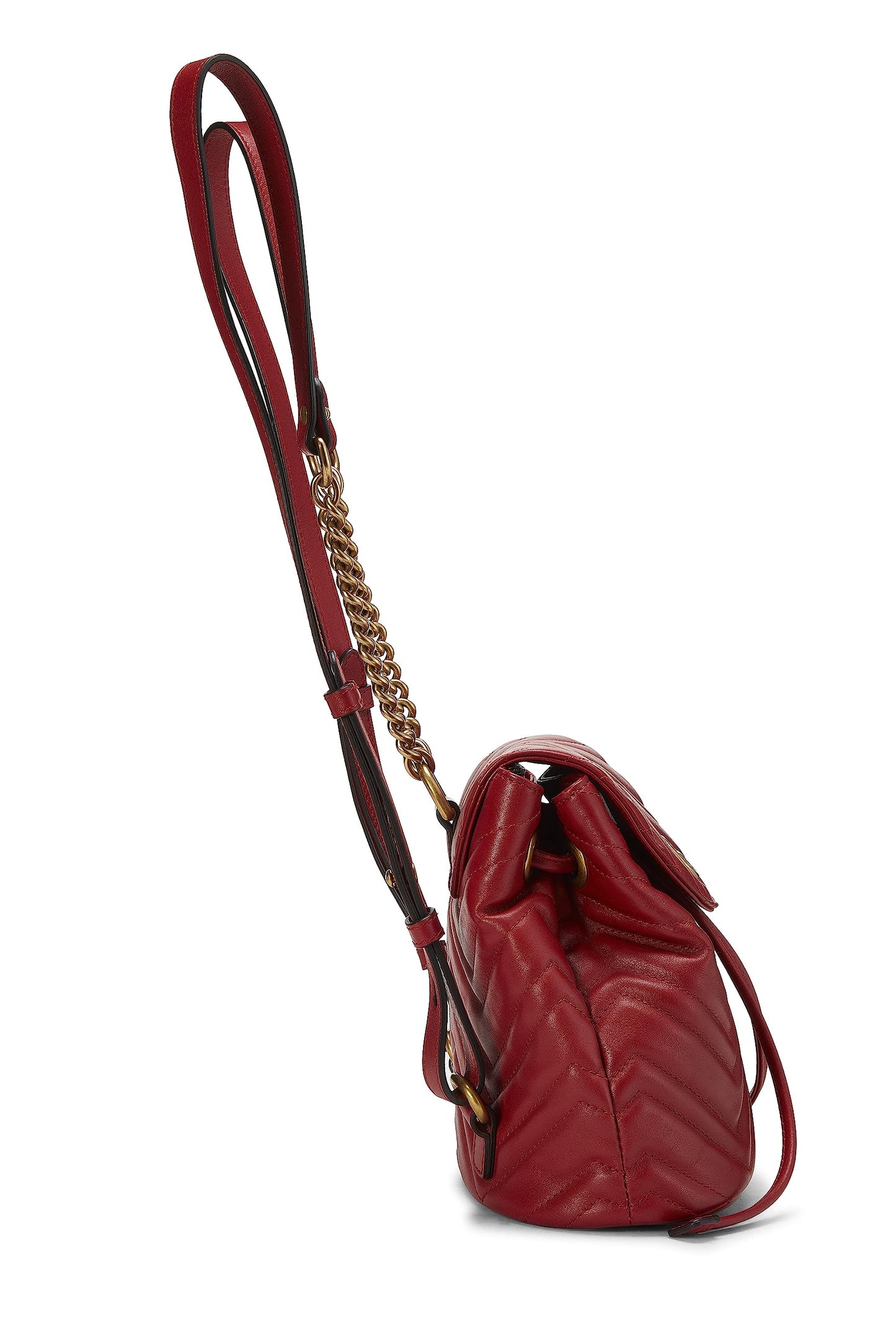 Gucci,  Red Leather GG Marmont Backpack Small, Red