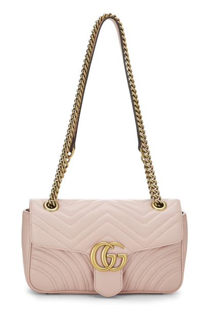 Gucci,  Pink Leather GG Marmont Shoulder Bag Small, Pink