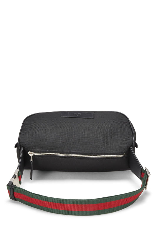 Gucci,  Black Canvas Techno Sling Bag, Black