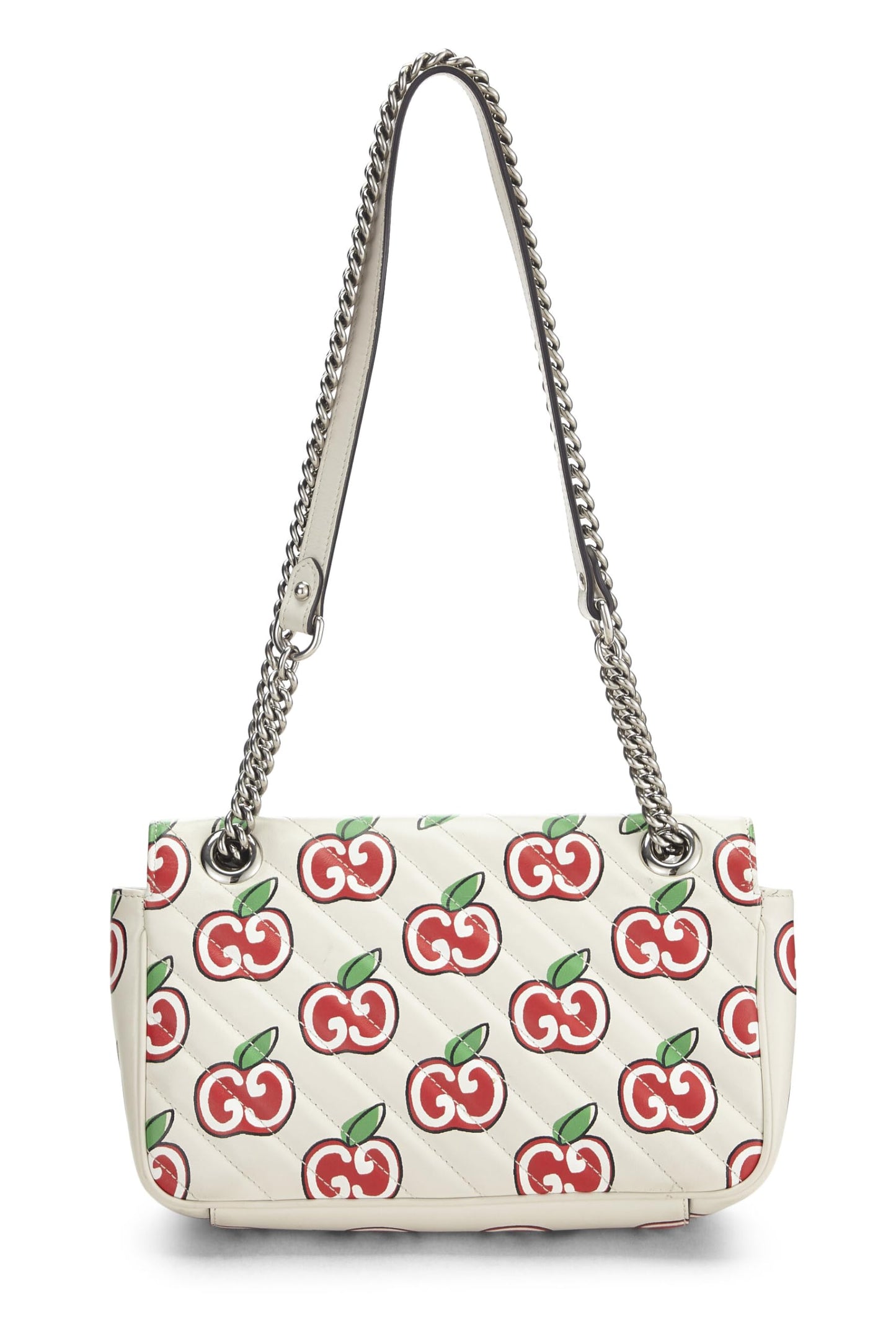 Gucci,  White Leather Marmont Apple Shoulder Bag Small, White