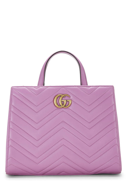 Gucci,  Pink Leather GG Marmont Top Handle Bag Small, Pink