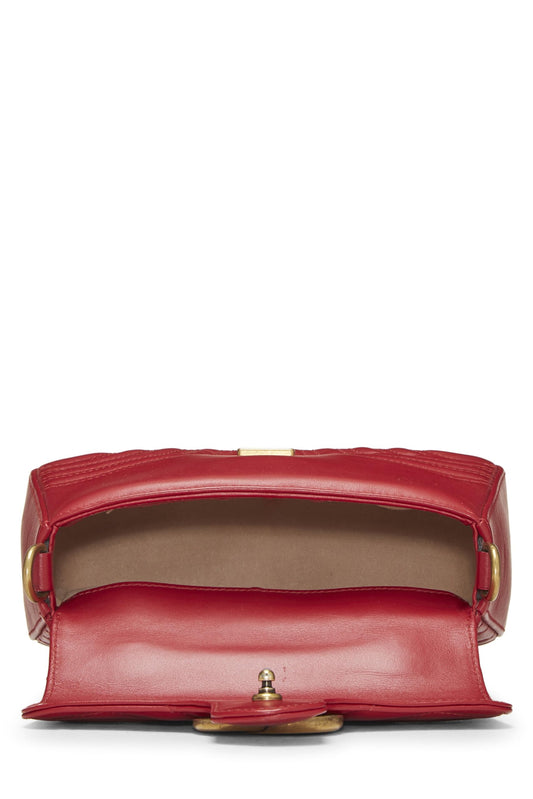 Gucci,  Red Leather GG Marmont Top Handle Bag Mini, Red