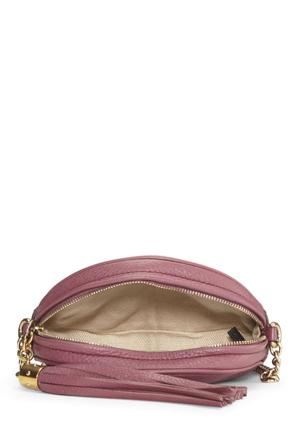 Gucci,  Purple Leather Soho Round Chain Crossbody Mini, Purple