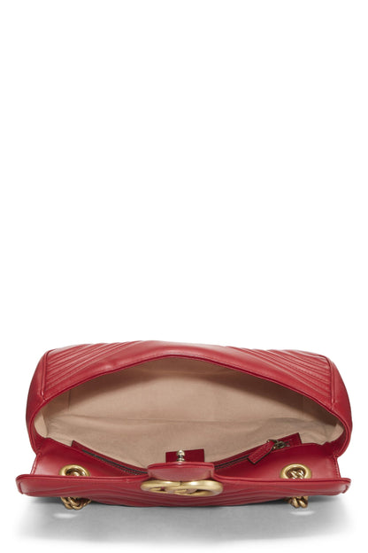 Gucci,  Red Leather GG Marmont Shoulder Bag Small, Red