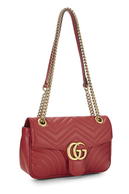 Gucci,  Red Leather GG Marmont Shoulder Bag Small, Red