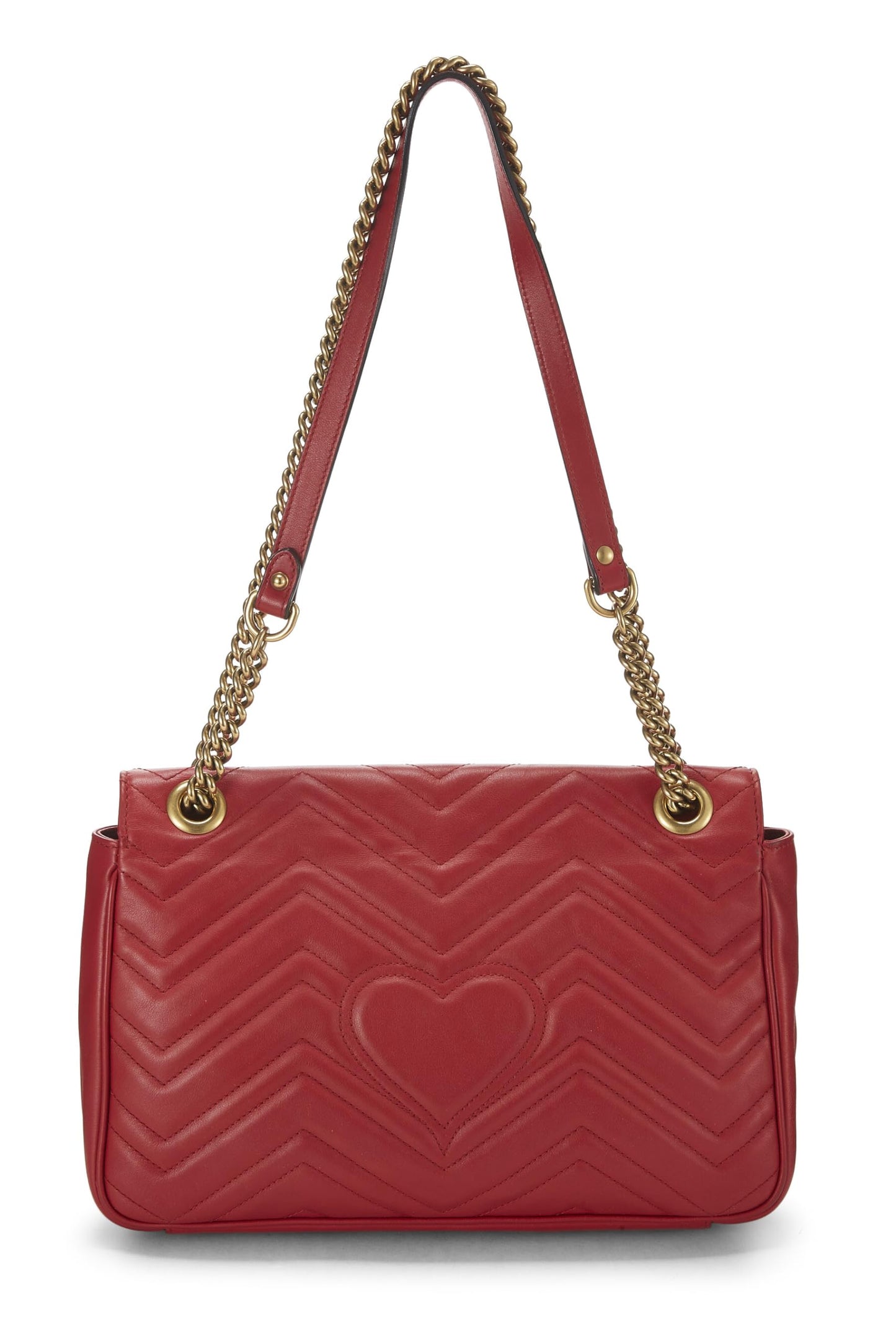 Gucci,  Red Leather GG Marmont Matelassé Shoulder Bag, Red