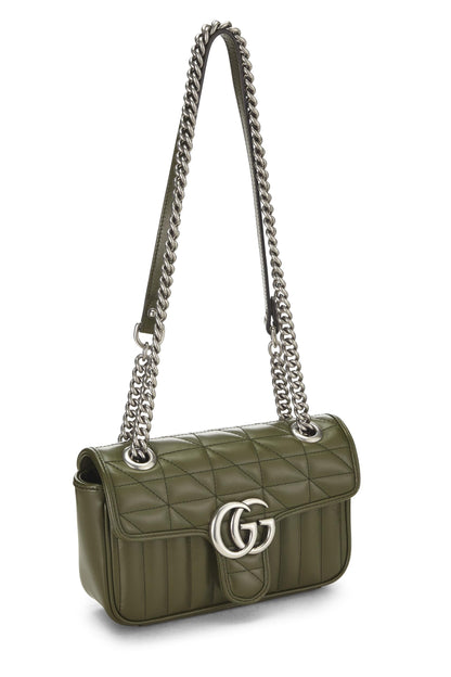 Gucci,  Green Leather GG Marmont Crossbody Bag, Green