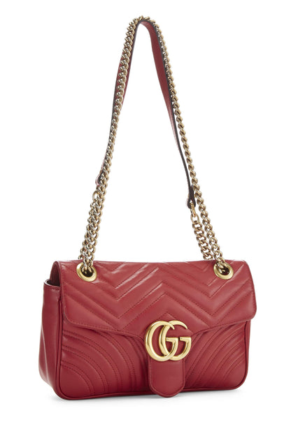 Gucci,  Red Matelassé Leather Marmont Shoulder Bag Small, Red