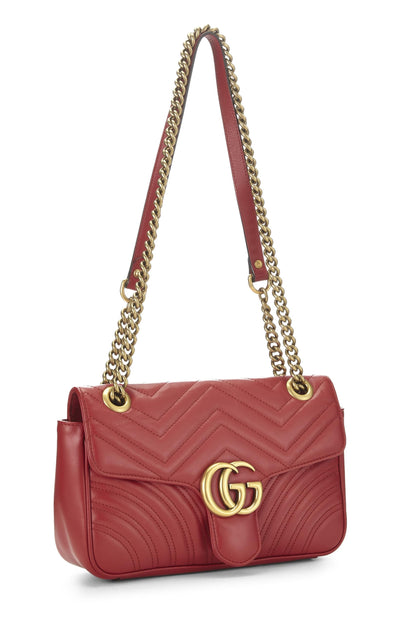 Gucci,  Red Leather GG Marmont Shoulder Bag Small, Red