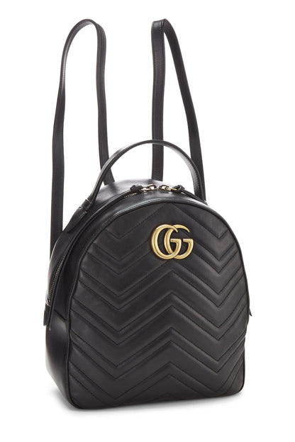 Gucci,  Black Leather GG Marmont Backpack, Black