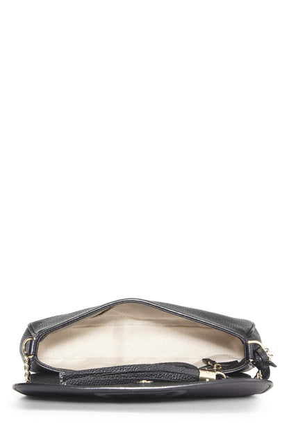 Gucci,  Black Grained Leather Soho Chain Flap Crossbody, Black