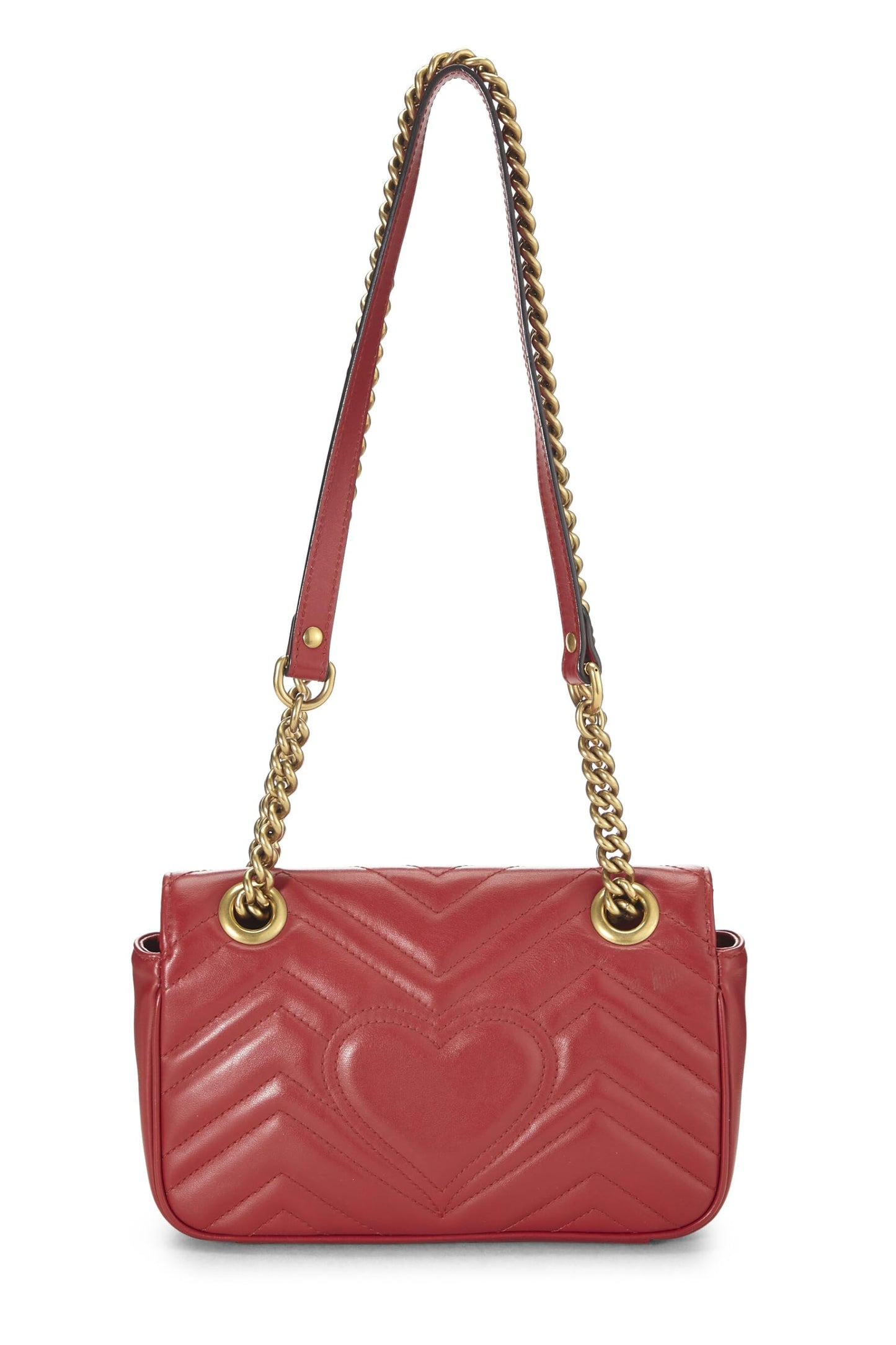 Gucci,  Red Leather GG Marmont Shoulder Bag Small, Red