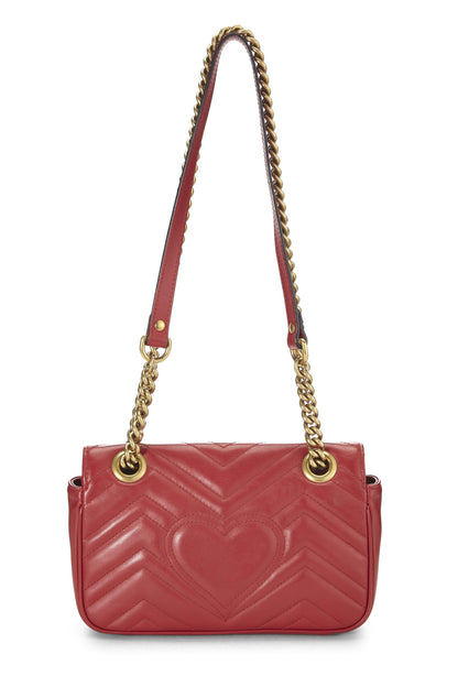 Gucci,  Red Leather GG Marmont Shoulder Bag Small, Red