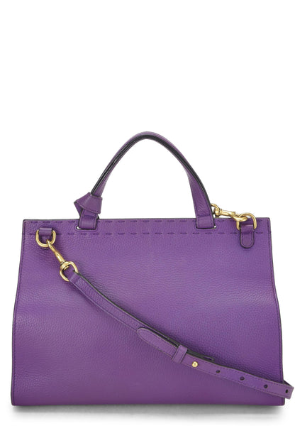 Gucci,  Purple Leather Marmont Top Handle Flap Bag Small, Purple