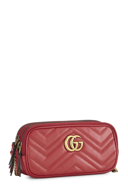 Gucci,  Red Leather GG Marmont Shoulder Bag, Red