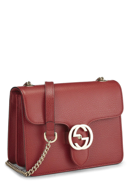 Gucci,  Red Leather Interlocking Crossbody Bag Small, Red