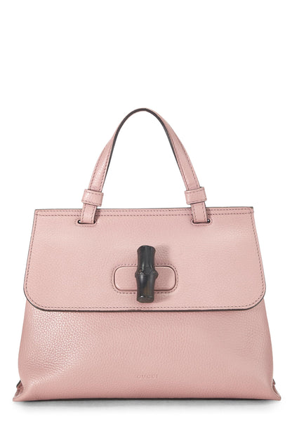 Gucci,  Pink Leather Bamboo Daily Handbag Small, Pink